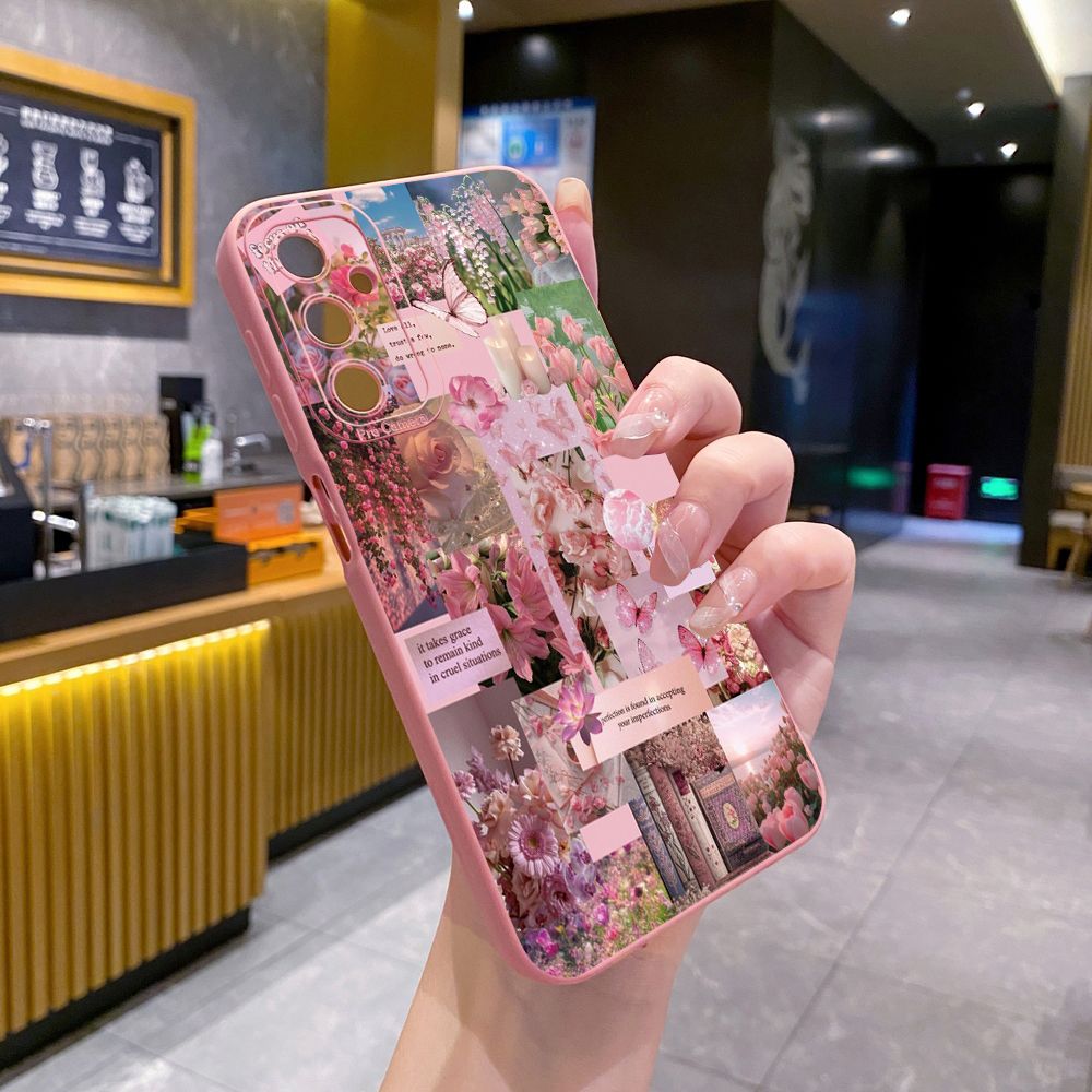 for Samsung Galaxy A15 A05 A35 A55 A04E A14 A24 A34 A54 A33 A53 A73 5G A32 A52S A72 A31 A51 A71 A11 A50 A03S Sun Flower Pink Rose Full Protective Case Anti Drop Cover