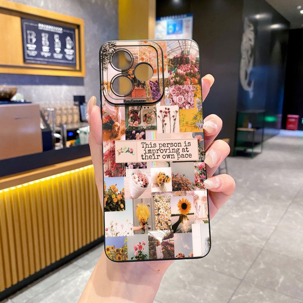 for OPPO A60 A18 A38 A17 A17K A16 A15 A16E A16k A95 Reno6 Z 5G A94 A54 A74 4G A53 A76 A96 4G A12 A5S A7 A9 2020 A31 Sun Flower Pink Rose Full Protective Case Anti Drop Cover