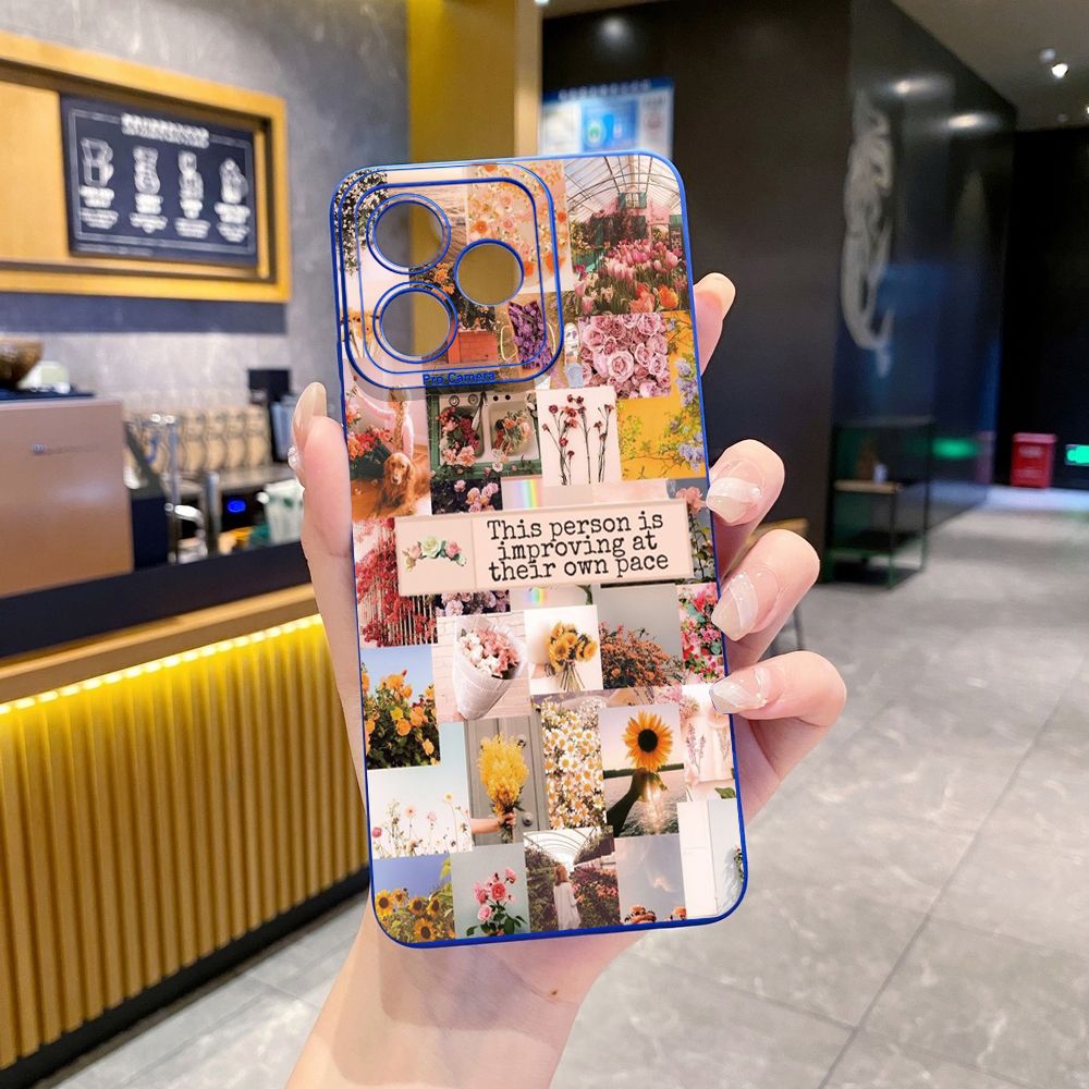 for OPPO A60 A18 A38 A17 A17K A16 A15 A16E A16k A95 Reno6 Z 5G A94 A54 A74 4G A53 A76 A96 4G A12 A5S A7 A9 2020 A31 Sun Flower Pink Rose Full Protective Case Anti Drop Cover