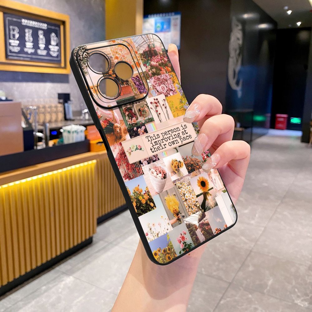 for OPPO A60 A18 A38 A17 A17K A16 A15 A16E A16k A95 Reno6 Z 5G A94 A54 A74 4G A53 A76 A96 4G A12 A5S A7 A9 2020 A31 Sun Flower Pink Rose Full Protective Case Anti Drop Cover