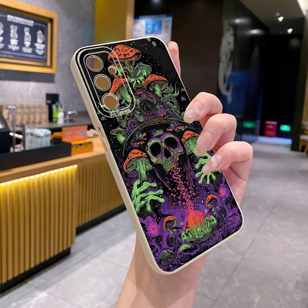 for Samsung Galaxy A15 A05 A35 A55 A04E A14 A24 A34 A54 A33 A53 A73 5G A32 A52S A72 A31 A51 A71 A11 A50 A03S Skeleton Mushroom Full Protective Case Anti Drop Cover