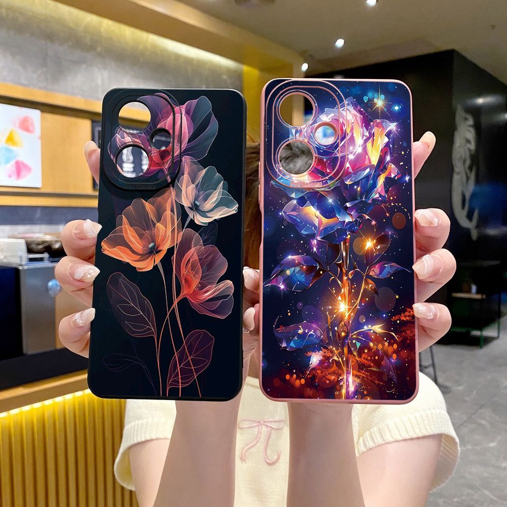 for VIVO Y17S Y27 Y15A Y15S T1 5G T1X Y02S Y21S Y21A Y02 Y02A Y36 Y33S Y12S Y11S Y12A Y01 Y1S Y20s Y20A Y22 Crystal Bling Flower Full Protective Case Anti Drop Cover