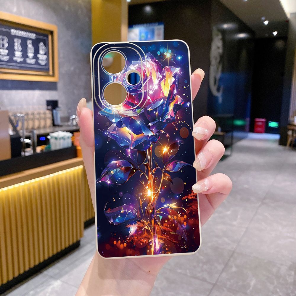 for VIVO Y17S Y27 Y15A Y15S T1 5G T1X Y02S Y21S Y21A Y02 Y02A Y36 Y33S Y12S Y11S Y12A Y01 Y1S Y20s Y20A Y22 Crystal Bling Flower Full Protective Case Anti Drop Cover