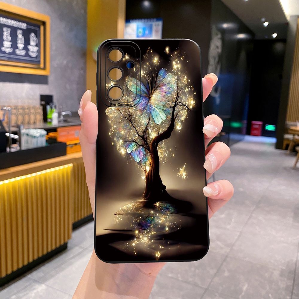 for Samsung Galaxy A15 A05 A35 A55 A04E A14 A24 A34 A54 A33 A53 A73 5G A32 A52S A72 A31 A51 A71 A11 A50 A03S Bling Butterfly Tree Full Protective Case Anti Drop Cover