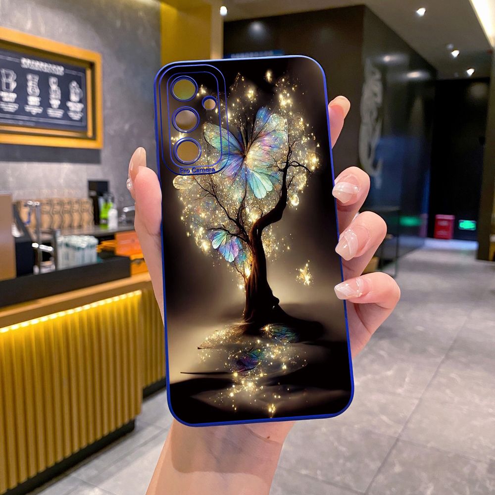 for Samsung Galaxy A15 A05 A35 A55 A04E A14 A24 A34 A54 A33 A53 A73 5G A32 A52S A72 A31 A51 A71 A11 A50 A03S Bling Butterfly Tree Full Protective Case Anti Drop Cover