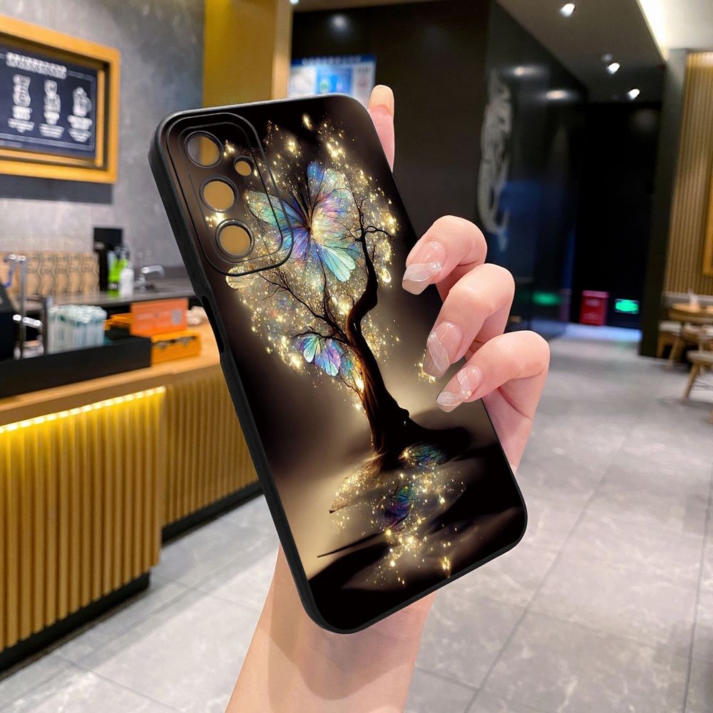 for Samsung Galaxy A15 A05 A35 A55 A04E A14 A24 A34 A54 A33 A53 A73 5G A32 A52S A72 A31 A51 A71 A11 A50 A03S Bling Butterfly Tree Full Protective Case Anti Drop Cover