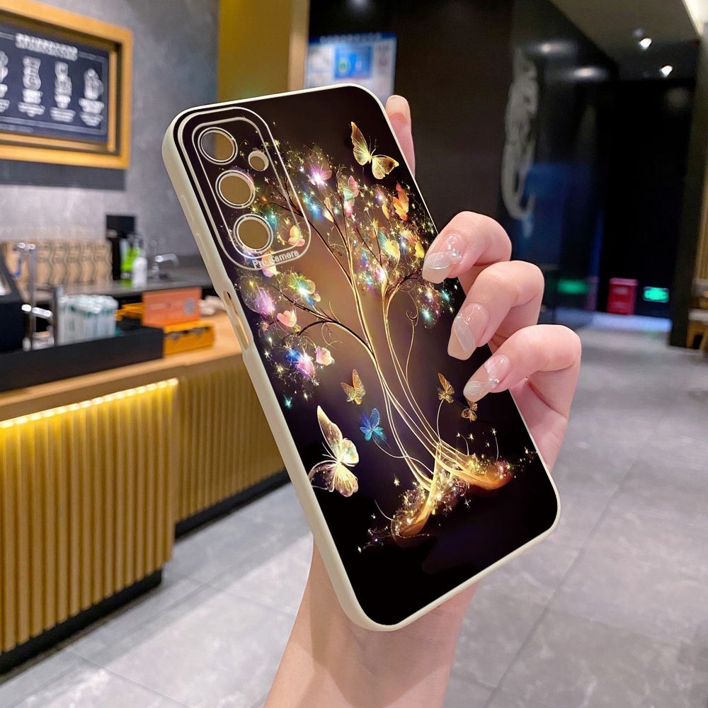 for Samsung Galaxy A15 A05 A35 A55 A04E A14 A24 A34 A54 A33 A53 A73 5G A32 A52S A72 A31 A51 A71 A11 A50 A03S Bling Butterfly Tree Full Protective Case Anti Drop Cover