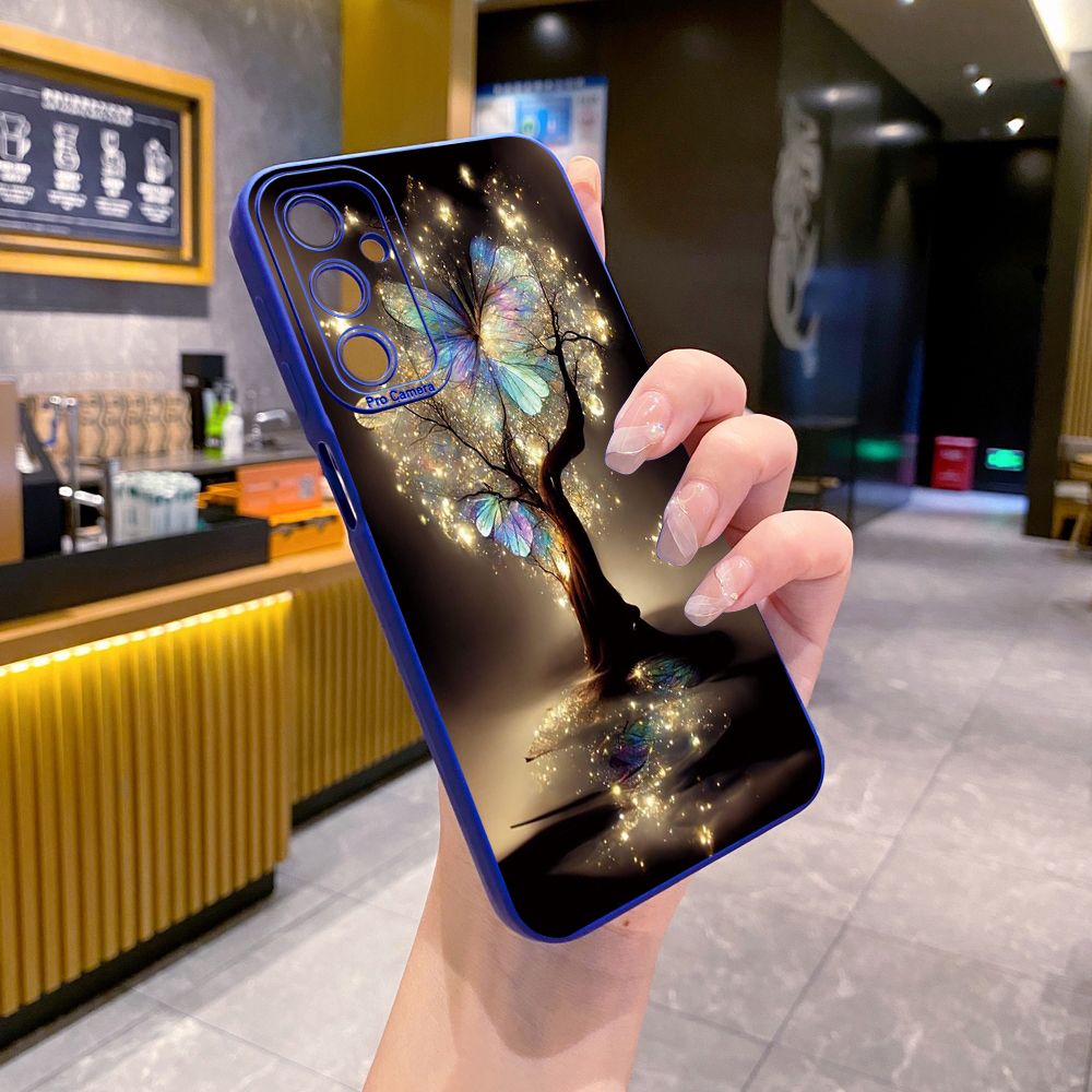 for Samsung Galaxy A15 A05 A35 A55 A04E A14 A24 A34 A54 A33 A53 A73 5G A32 A52S A72 A31 A51 A71 A11 A50 A03S Bling Butterfly Tree Full Protective Case Anti Drop Cover