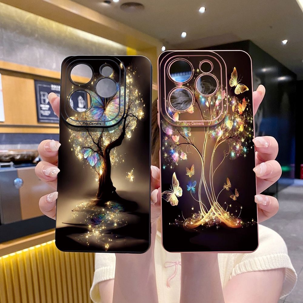 for Infinix Hot 40i 40 Pro Note 12 G96 Note 30 Hot 20 Play 20S 12i 30i 20i 10S 11 10 Play 11S 10i Smart 7 6 HD X6511 X657B X6512 Zero 30 5G Bling Butterfly Tree Full Protective Case Anti Drop Cover