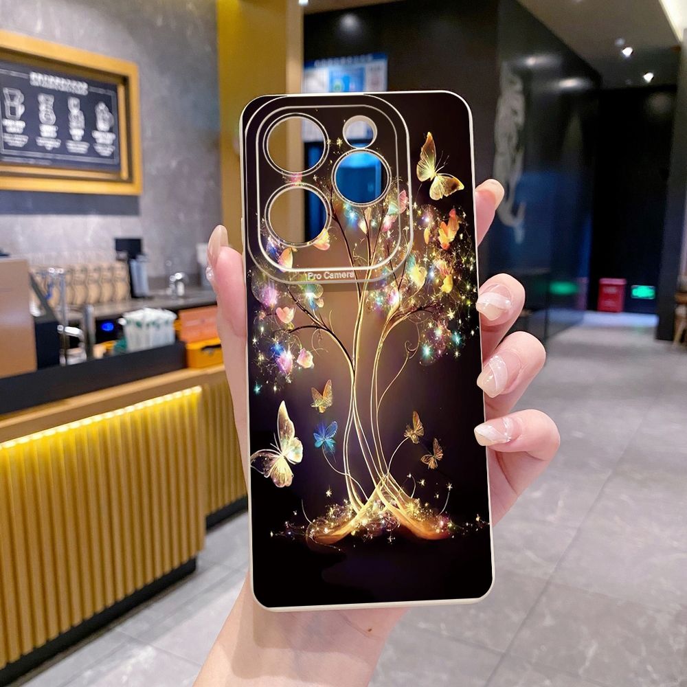 for Infinix Hot 40i 40 Pro Note 12 G96 Note 30 Hot 20 Play 20S 12i 30i 20i 10S 11 10 Play 11S 10i Smart 7 6 HD X6511 X657B X6512 Zero 30 5G Bling Butterfly Tree Full Protective Case Anti Drop Cover