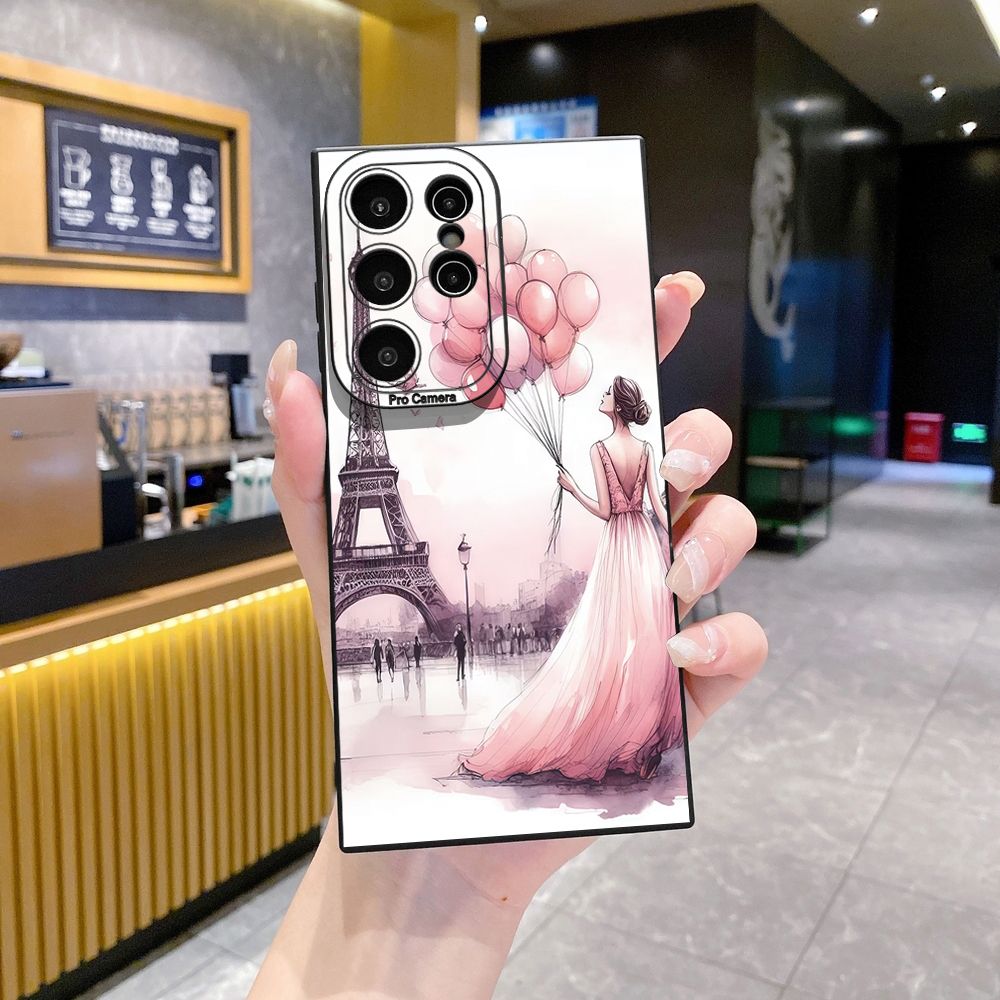 for Samsung Galaxy S24 S23 Ultra S22 Plus Note 20 S21 FE S20 Eiffel Tower Girls Full Protective Case Anti Drop Cover
