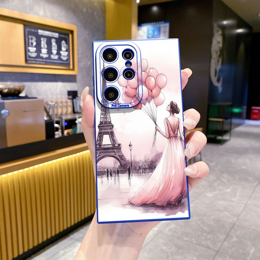 for Samsung Galaxy S24 S23 Ultra S22 Plus Note 20 S21 FE S20 Eiffel Tower Girls Full Protective Case Anti Drop Cover