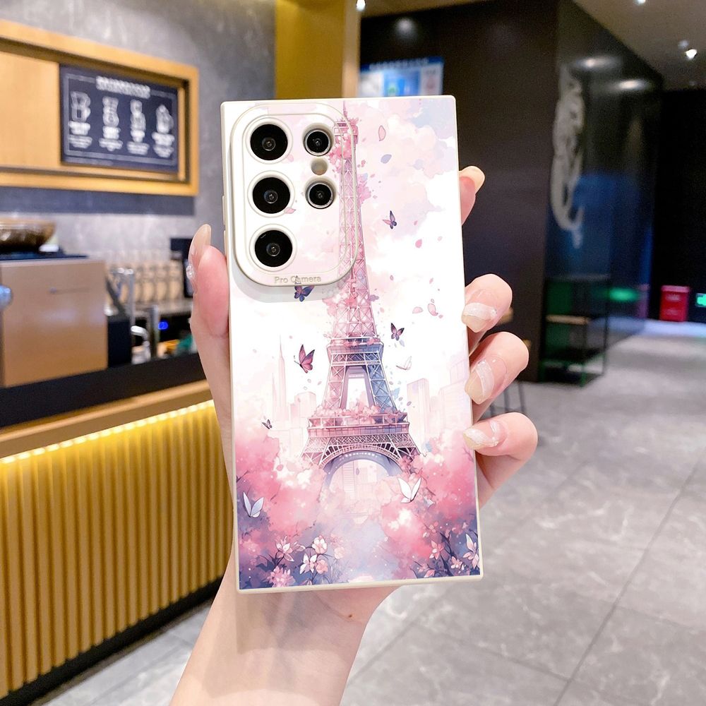 for Samsung Galaxy S24 S23 Ultra S22 Plus Note 20 S21 FE S20 Eiffel Tower Girls Full Protective Case Anti Drop Cover