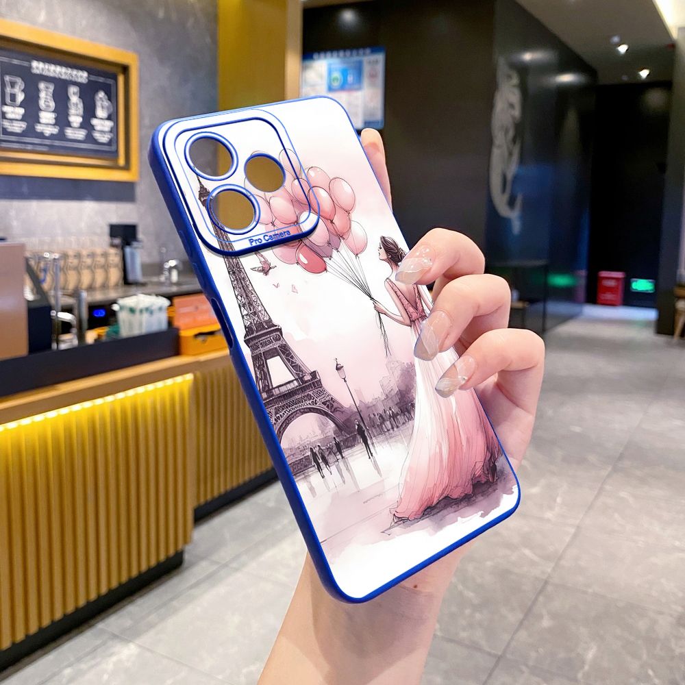 for Realme C67 C53 C51 Note 50 C21 C33 C30 C35 C11 2021 C12 C15 C21Y C25Y C25S Realme5 5i 6i 9i 8 Pro Eiffel Tower Girls Full Protective Case Anti Drop Cover