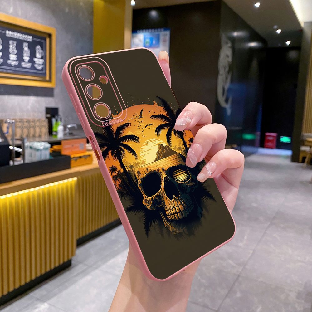 for Samsung Galaxy A15 A05 A35 A55 A04E A14 A24 A34 A54 A33 A53 A73 5G A32 A52S A72 A31 A51 A71 A11 A50 A03S Skull Coconut Tree Full Protective Case Anti Drop Cover