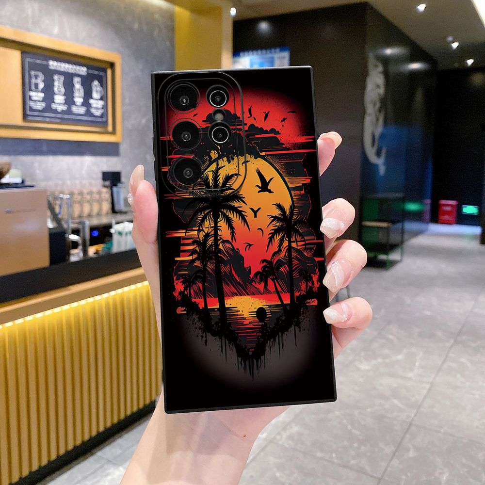 for Samsung Galaxy S24 S23 Ultra S22 Plus Note 20 S21 FE S20 Coconut Tree Vocation Girl Full Protective Case Anti Drop Cover