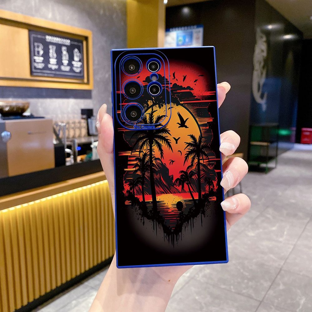 for Samsung Galaxy S24 S23 Ultra S22 Plus Note 20 S21 FE S20 Coconut Tree Vocation Girl Full Protective Case Anti Drop Cover