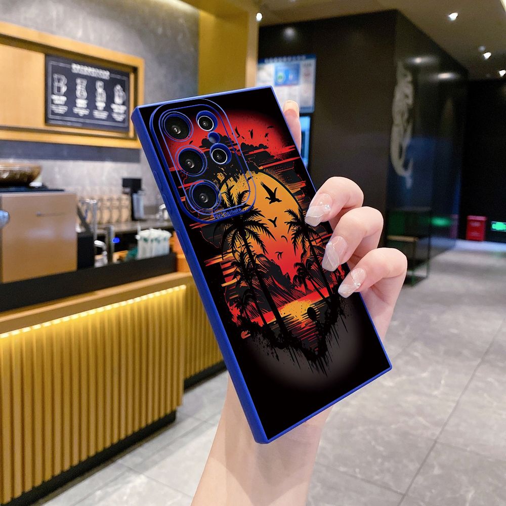 for Samsung Galaxy S24 S23 Ultra S22 Plus Note 20 S21 FE S20 Coconut Tree Vocation Girl Full Protective Case Anti Drop Cover