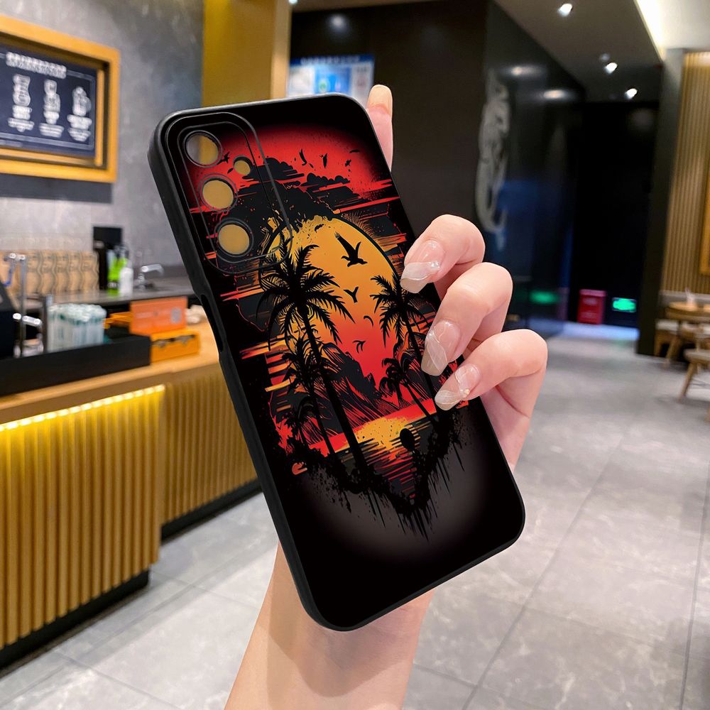 for Samsung Galaxy A15 A05 A35 A55 A04E A14 A24 A34 A54 A33 A53 A73 5G A32 A52S A72 A31 A51 A71 A11 A50 A03S Coconut Tree Vocation Girl Full Protective Case Anti Drop Cover