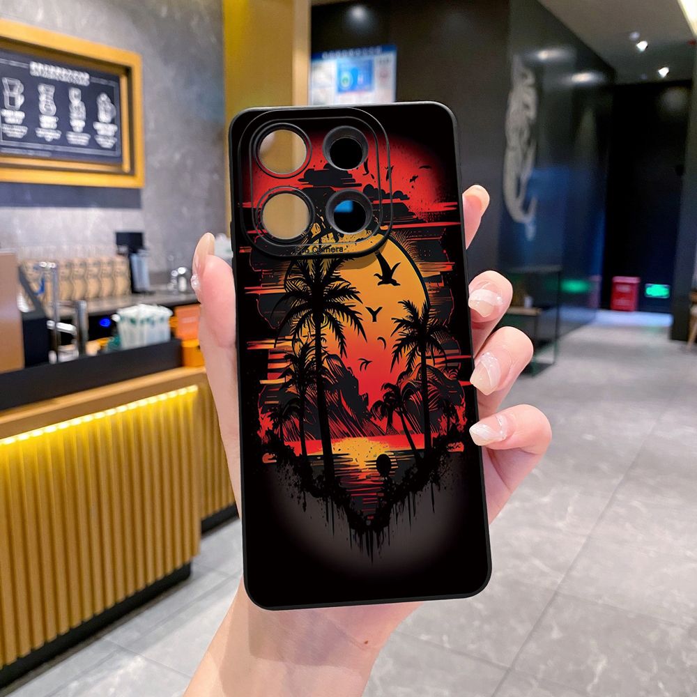 for Xiaomi Redmi Note 13 12 Pro 5G 12S 11S 13C A1 10 Pro 4G 10S Redmi 10C 9C 9S A2 Coconut Tree Vocation Girl Full Protective Case Anti Drop Cover