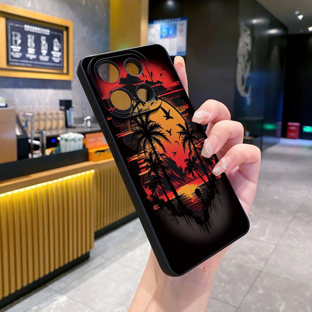 for Xiaomi Redmi Note 13 12 Pro 5G 12S 11S 13C A1 10 Pro 4G 10S Redmi 10C 9C 9S A2 Coconut Tree Vocation Girl Full Protective Case Anti Drop Cover