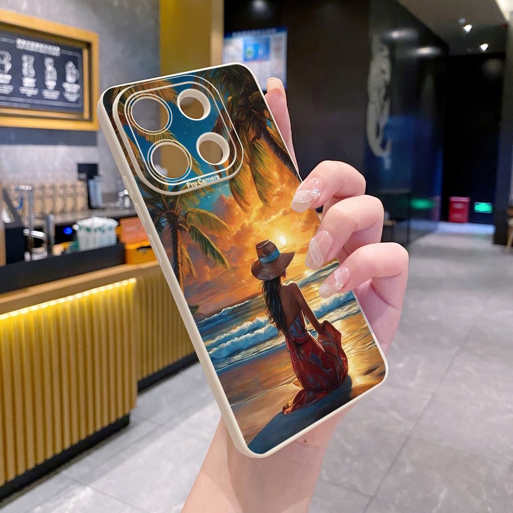 for Xiaomi Redmi Note 13 12 Pro 5G 12S 11S 13C A1 10 Pro 4G 10S Redmi 10C 9C 9S A2 Coconut Tree Vocation Girl Full Protective Case Anti Drop Cover
