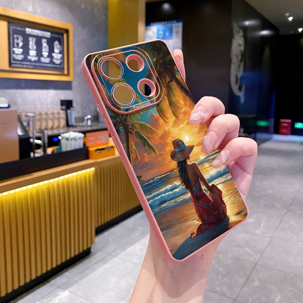 for Xiaomi Redmi Note 13 12 Pro 5G 12S 11S 13C A1 10 Pro 4G 10S Redmi 10C 9C 9S A2 Coconut Tree Vocation Girl Full Protective Case Anti Drop Cover
