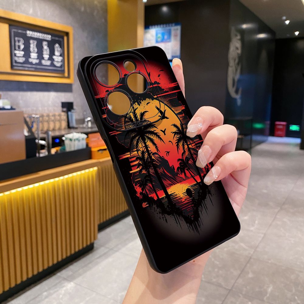 for Infinix Hot 40i 40 Pro Note 12 G96 Note 30 Hot 20 Play 20S 12i 30i 20i 10S 11 10 Play 11S 10i Smart 8 6 HD X6512 Zero 30 5G Coconut Tree Vocation Girl Full Protective Case Anti Drop Cover