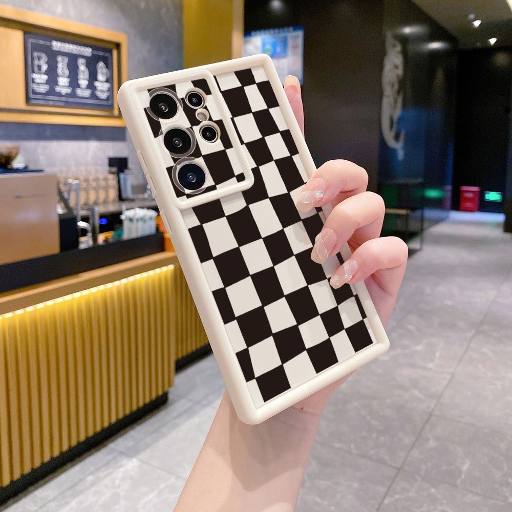 for Samsung Galaxy S24 S23 Ultra S22 Plus S21 FE S20 Retro Plaid String Full Protective Phone Case Anti Drop Cover