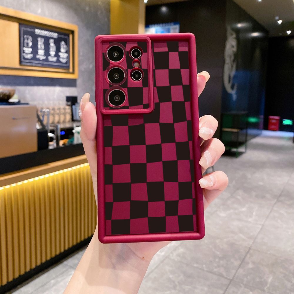 for Samsung Galaxy S24 S23 Ultra S22 Plus S21 FE S20 Retro Plaid String Full Protective Phone Case Anti Drop Cover