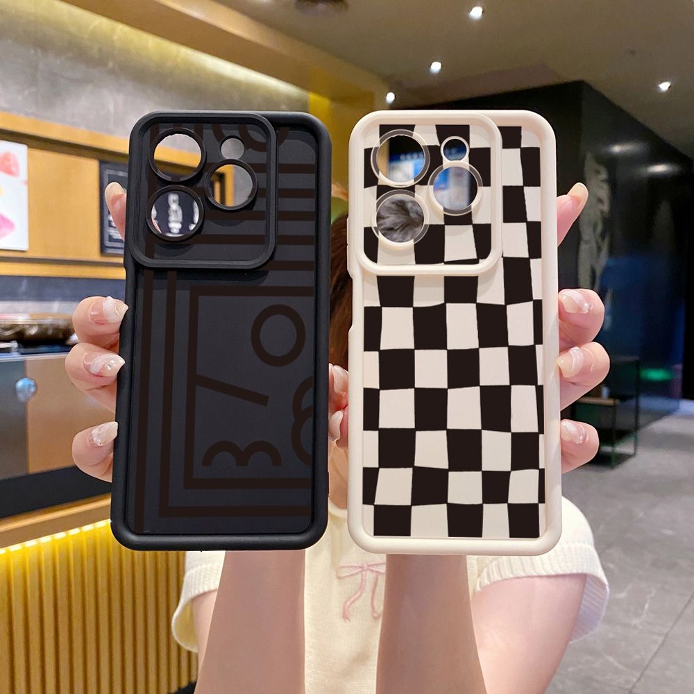 for Infinix Hot 40i 40 Pro 30 Play Note 30 Smart 8 Retro Plaid String Full Protective Phone Case Anti Drop Cover