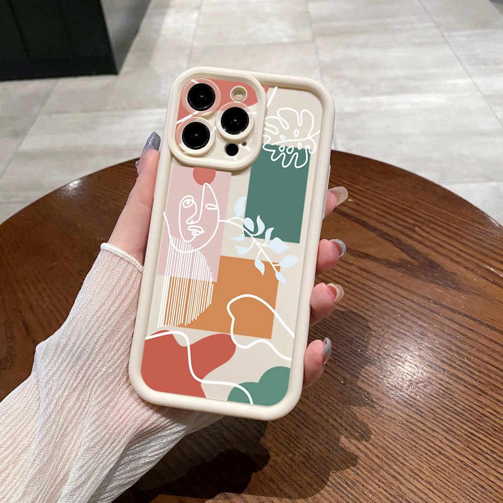 for iPhone 15 Pro Max 14 Plus 13 12 11 XR 8 7 SE 2022 XS Retro Woman Drawing Full Protective Phone Case Anti Drop Cover