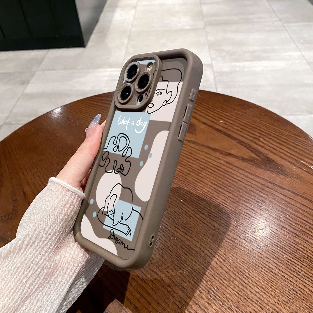 for iPhone 15 Pro Max 14 Plus 13 12 11 XR 8 7 SE 2022 XS Retro Woman Drawing Full Protective Phone Case Anti Drop Cover