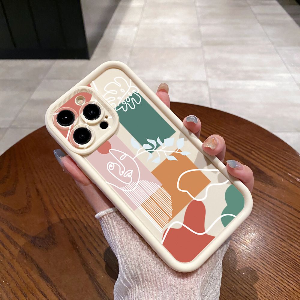 for iPhone 15 Pro Max 14 Plus 13 12 11 XR 8 7 SE 2022 XS Retro Woman Drawing Full Protective Phone Case Anti Drop Cover