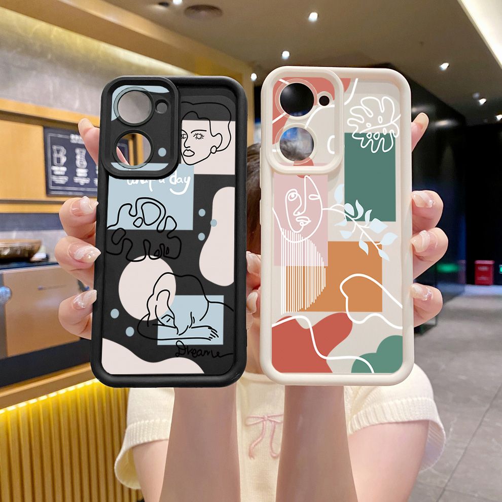 for VIVO Y17S Y27 T1X Y02S Y21S Y02 Y33S Y12S Y18 Y38 Retro Woman Drawing Full Protective Phone Case Anti Drop Cover