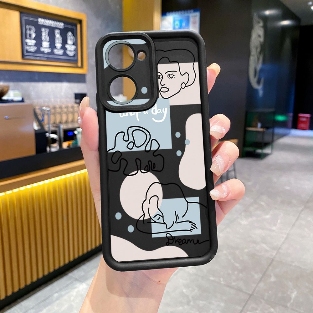 for VIVO Y17S Y27 T1X Y02S Y21S Y02 Y33S Y12S Y18 Y38 Retro Woman Drawing Full Protective Phone Case Anti Drop Cover