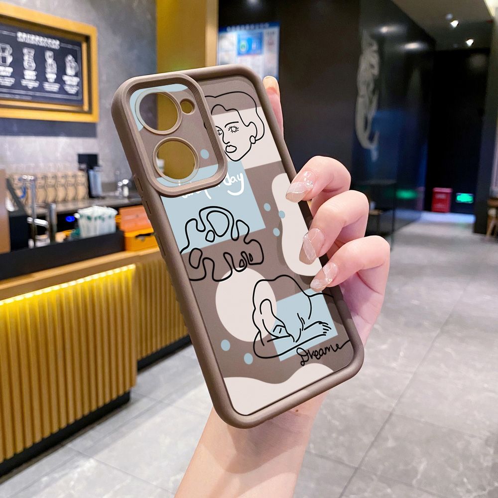 for VIVO Y17S Y27 T1X Y02S Y21S Y02 Y33S Y12S Y18 Y38 Retro Woman Drawing Full Protective Phone Case Anti Drop Cover