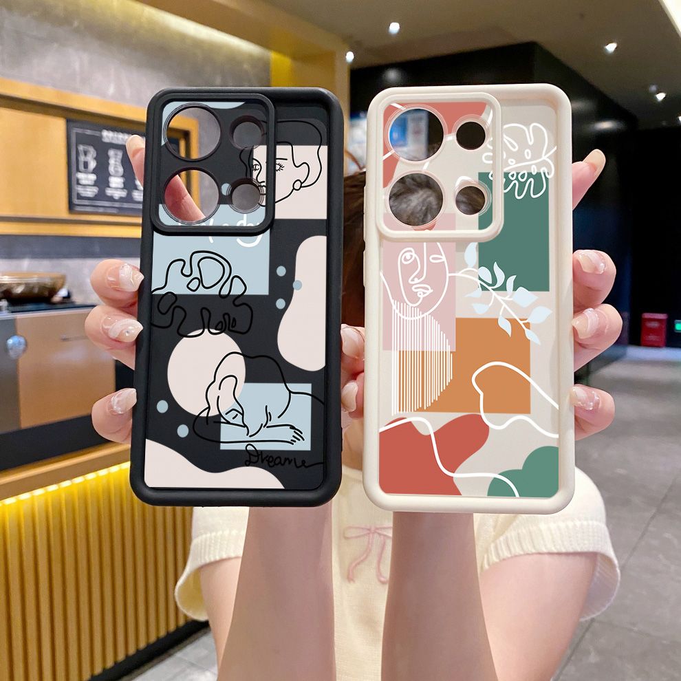 for Xiaomi Redmi Note 13 Pro 5G 12S 4G 12 Turbo 11S 13C 12C Retro Woman Drawing Full Protective Phone Case Anti Drop Cover