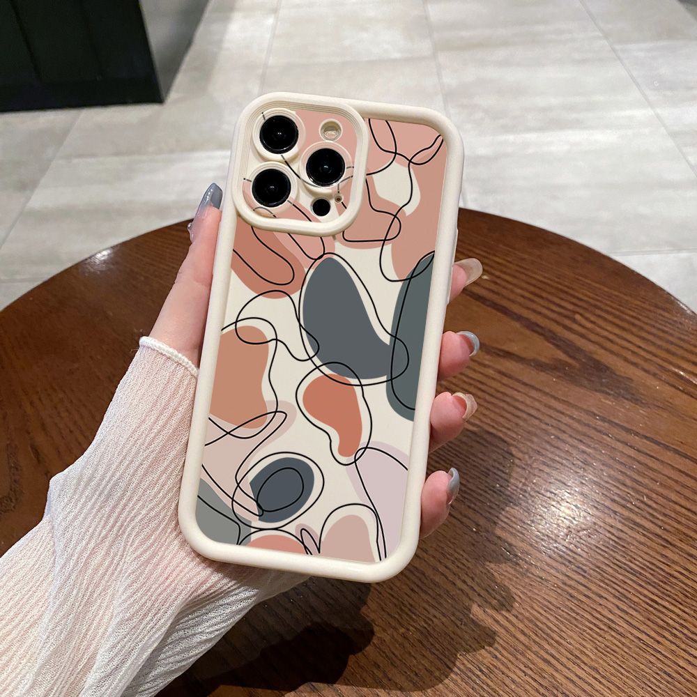 for iPhone 15 Pro Max 14 Plus 13 12 11 XR 8 7 SE 2022 XS Morandi Leaves Full Protective Phone Case Anti Drop Cover