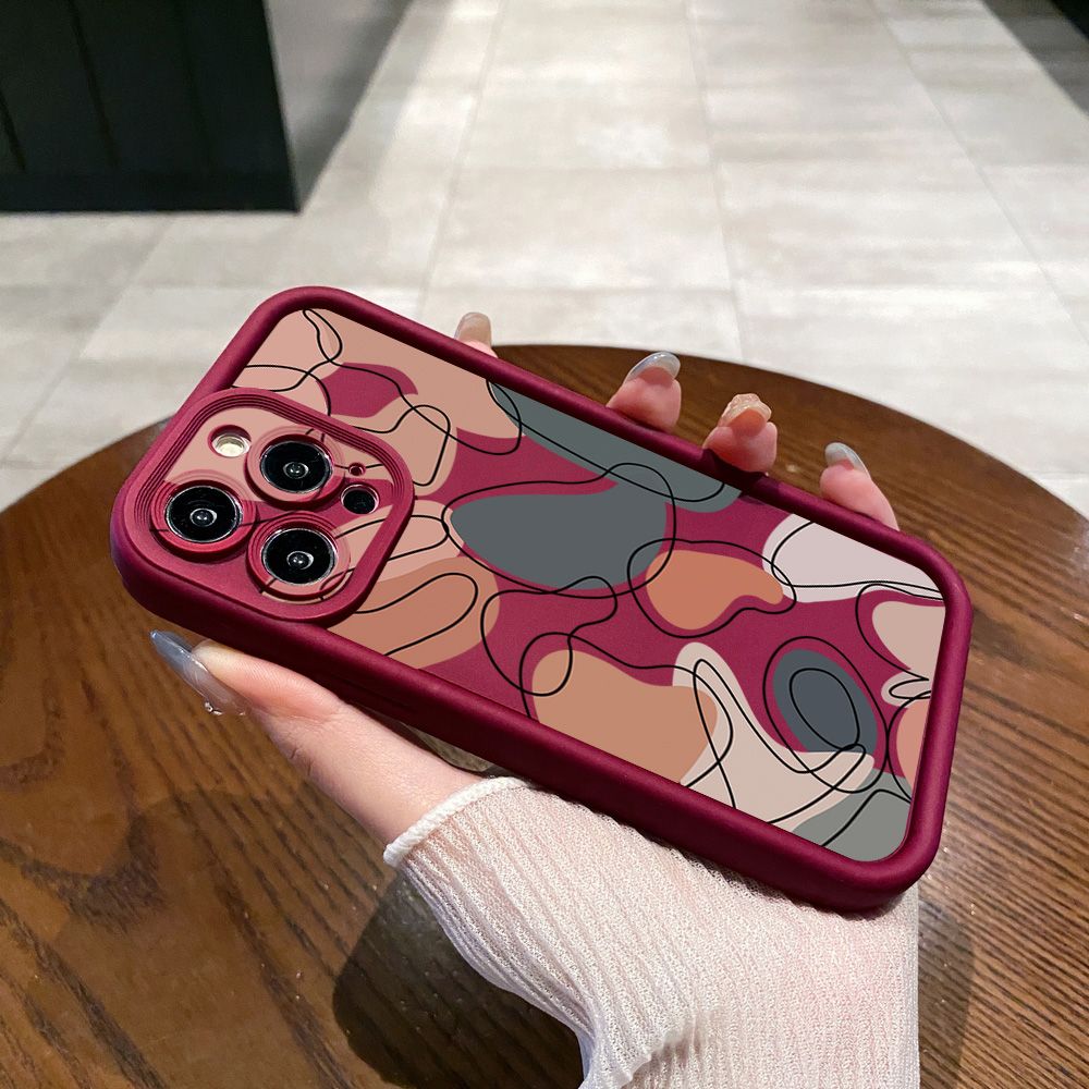 for iPhone 15 Pro Max 14 Plus 13 12 11 XR 8 7 SE 2022 XS Morandi Leaves Full Protective Phone Case Anti Drop Cover