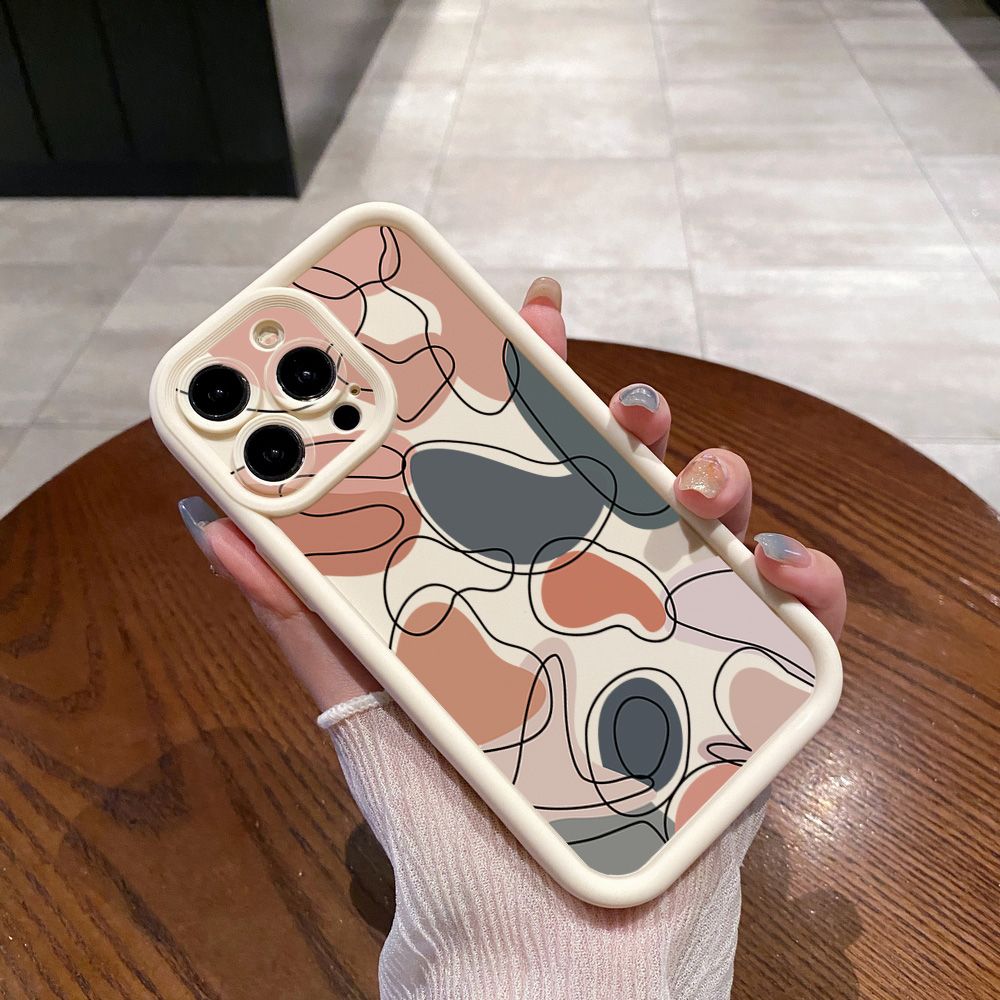 for iPhone 15 Pro Max 14 Plus 13 12 11 XR 8 7 SE 2022 XS Morandi Leaves Full Protective Phone Case Anti Drop Cover