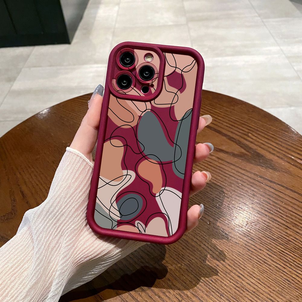 for iPhone 15 Pro Max 14 Plus 13 12 11 XR 8 7 SE 2022 XS Morandi Leaves Full Protective Phone Case Anti Drop Cover