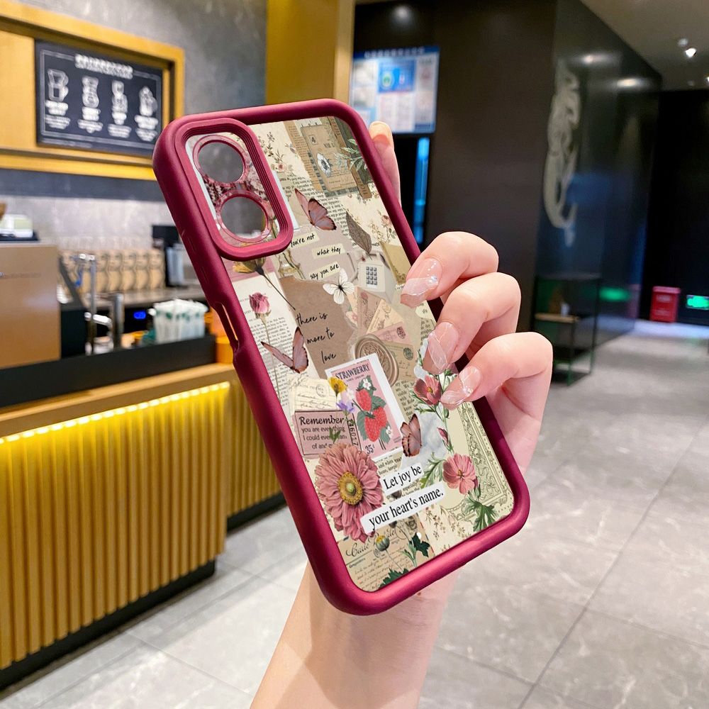for OPPO A60 A18 A38 A17 A16 A57 A77 4G A59 A98 A78 A58 5G Vintage Flower Art Town Butterfly Full Protective Phone Case Anti Drop Cover