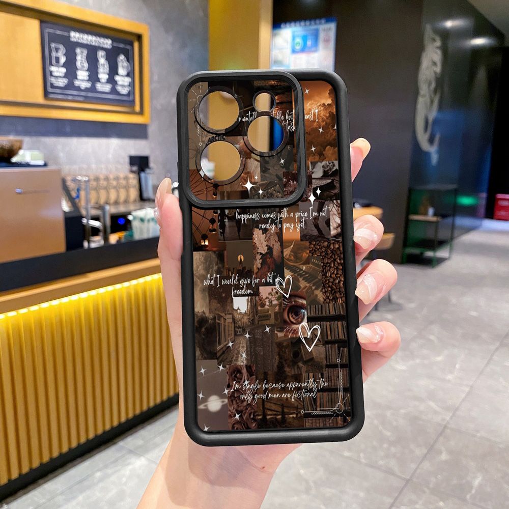 for Infinix Hot 40i 40 Pro 30 Play Note 30 Smart 8 Vintage Flower Art Town Butterfly Full Protective Phone Case Anti Drop Cover