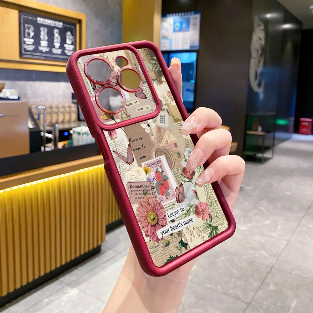 for Infinix Hot 40i 40 Pro 30 Play Note 30 Smart 8 Vintage Flower Art Town Butterfly Full Protective Phone Case Anti Drop Cover