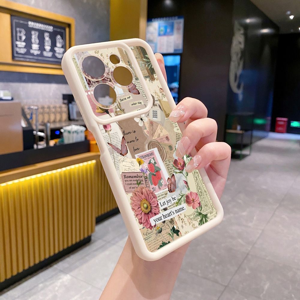 for Infinix Hot 40i 40 Pro 30 Play Note 30 Smart 8 Vintage Flower Art Town Butterfly Full Protective Phone Case Anti Drop Cover