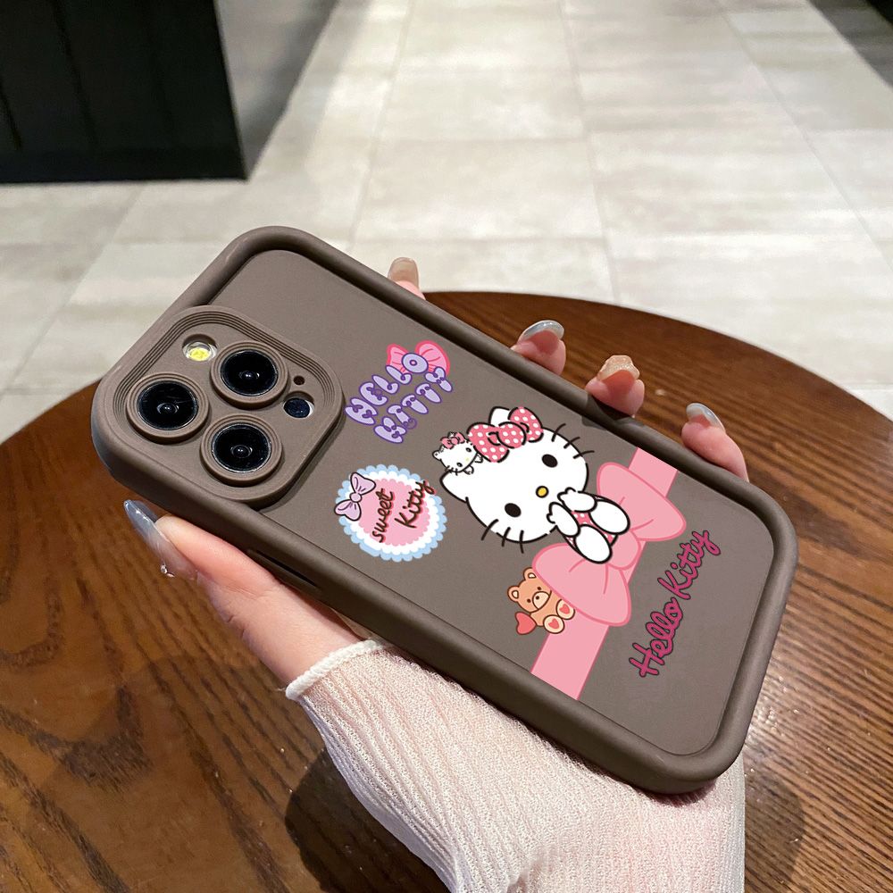 for iPhone 15 Pro Max 14 Plus 13 12 11 XR 8 7 SE 2022 XS Cartoon Cute HelloKitty Full Protective Phone Case Anti Drop Cover