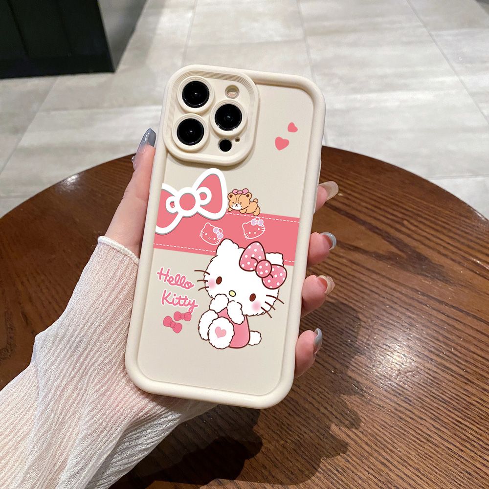 for iPhone 15 Pro Max 14 Plus 13 12 11 XR 8 7 SE 2022 XS Cartoon Cute HelloKitty Full Protective Phone Case Anti Drop Cover