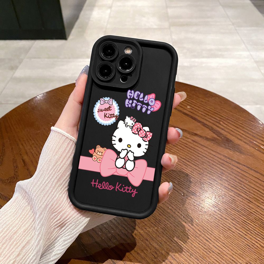 for iPhone 15 Pro Max 14 Plus 13 12 11 XR 8 7 SE 2022 XS Cartoon Cute HelloKitty Full Protective Phone Case Anti Drop Cover