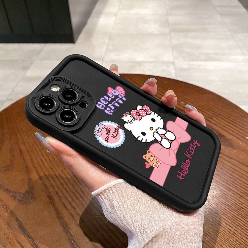 for iPhone 15 Pro Max 14 Plus 13 12 11 XR 8 7 SE 2022 XS Cartoon Cute HelloKitty Full Protective Phone Case Anti Drop Cover